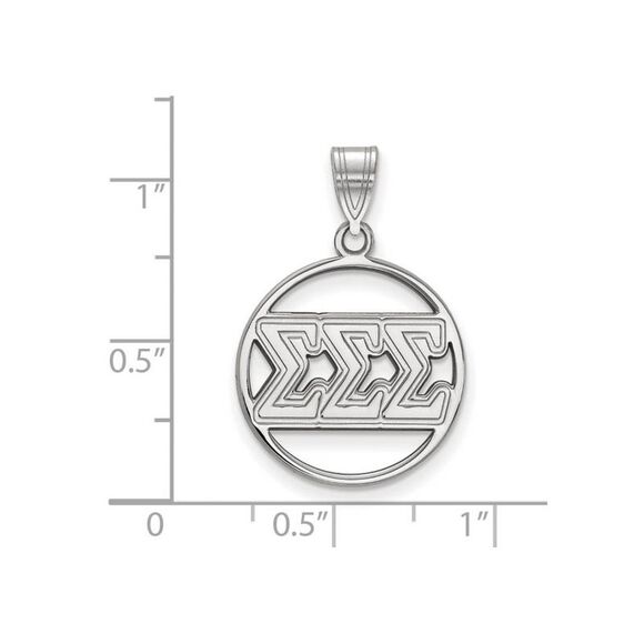 Sterling Silver Sigma Sigma Sigma Medium Circle Greek Letters Pendant - Picture 2 of 3